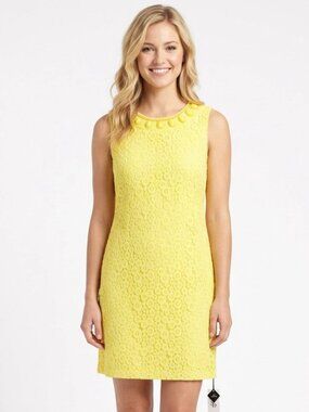 SD Collection Women's Yellow Lacework Bejeweled Easter Mini Dress Size 14